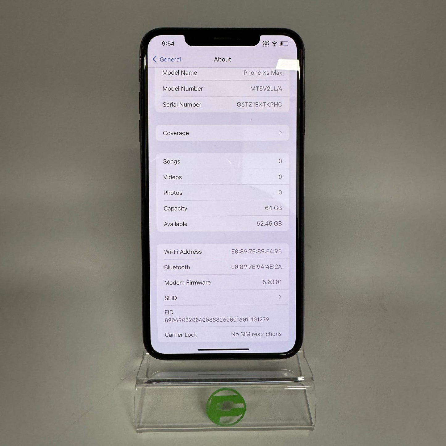 Unlocked Apple iPhone XS Max 64GB 16.6 Space gray MT5V2LL/A