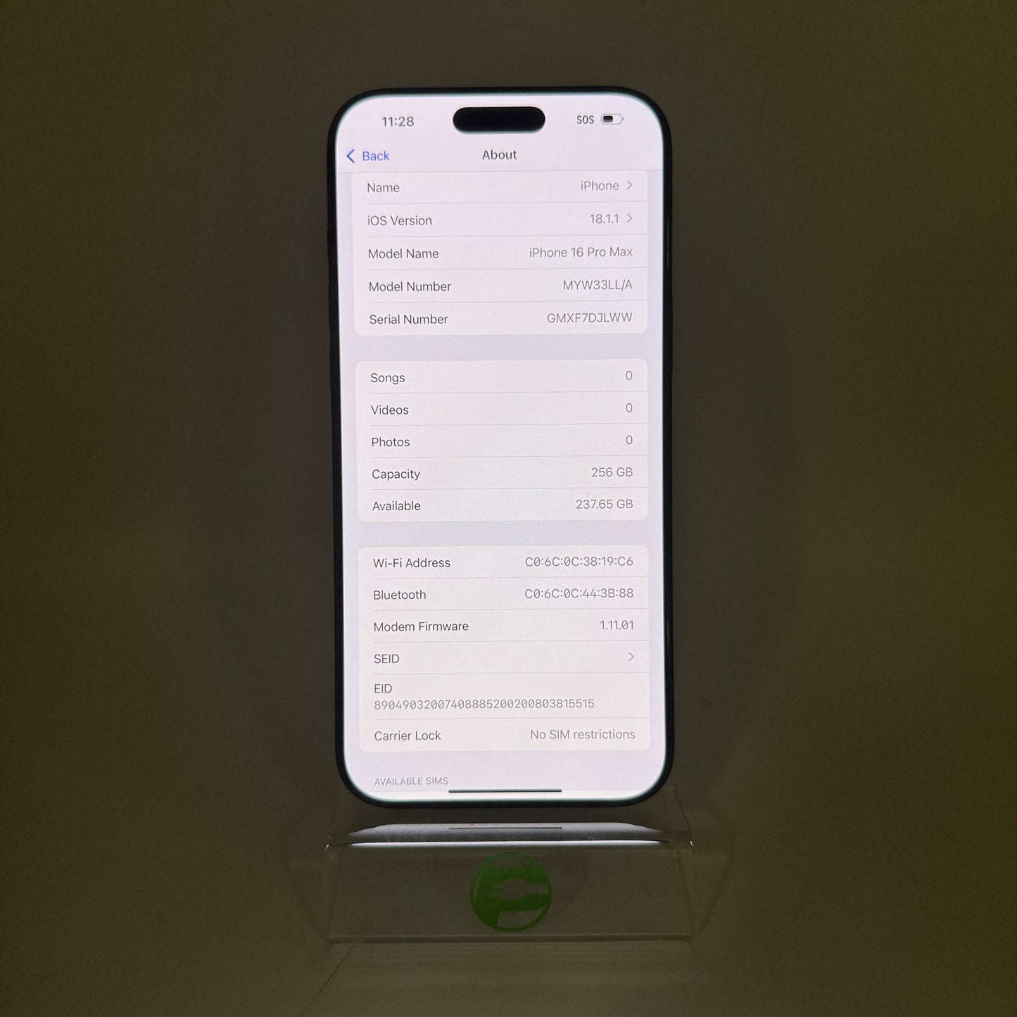 Unlocked Apple iPhone 16 Pro Max 256GB Black Titanium MYW33LL/A