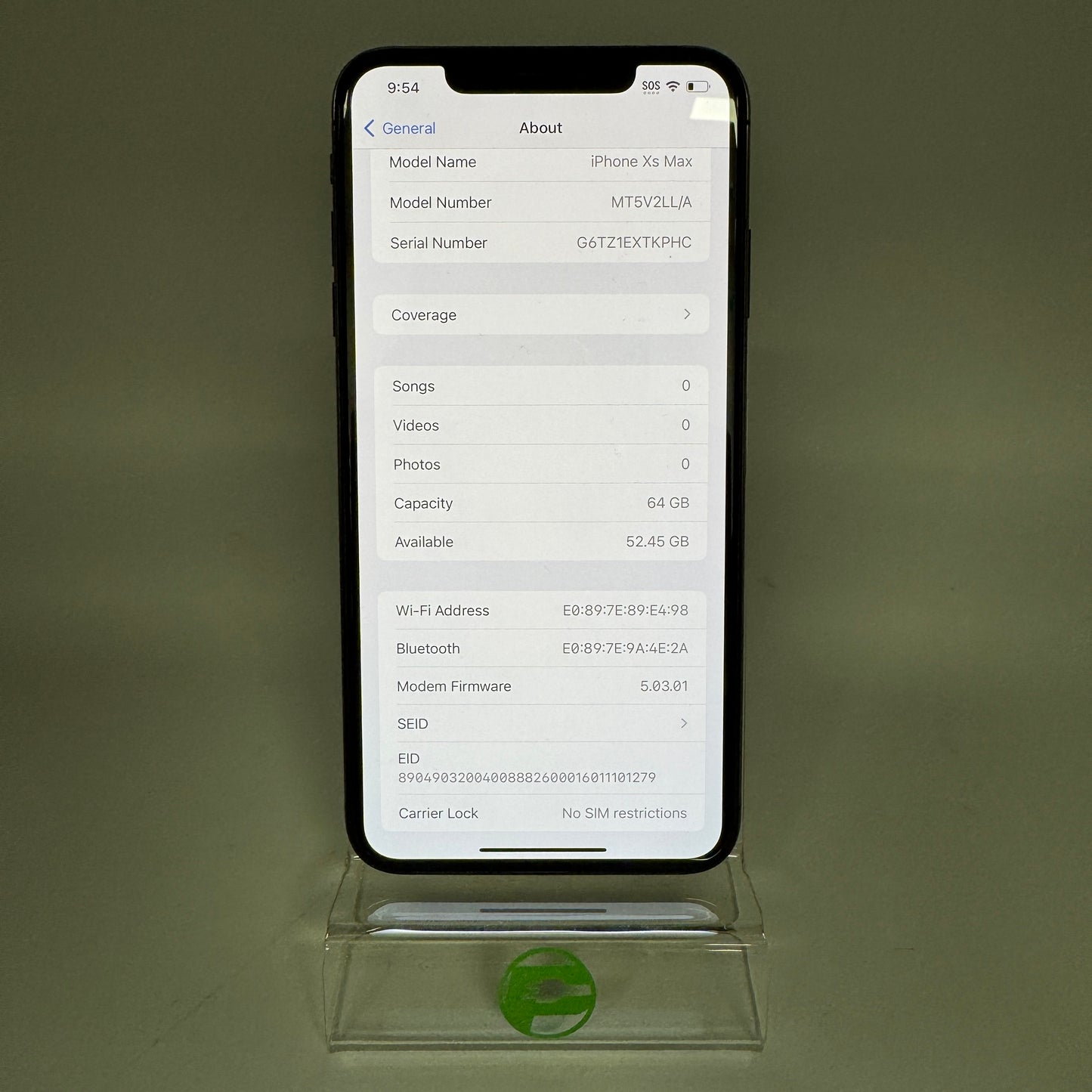 Unlocked Apple iPhone XS Max 64GB 16.6 Space gray MT5V2LL/A