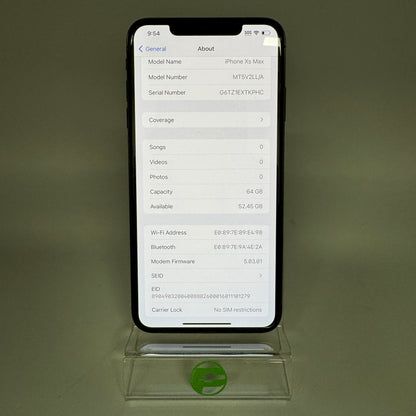 Unlocked Apple iPhone XS Max 64GB 16.6 Space gray MT5V2LL/A
