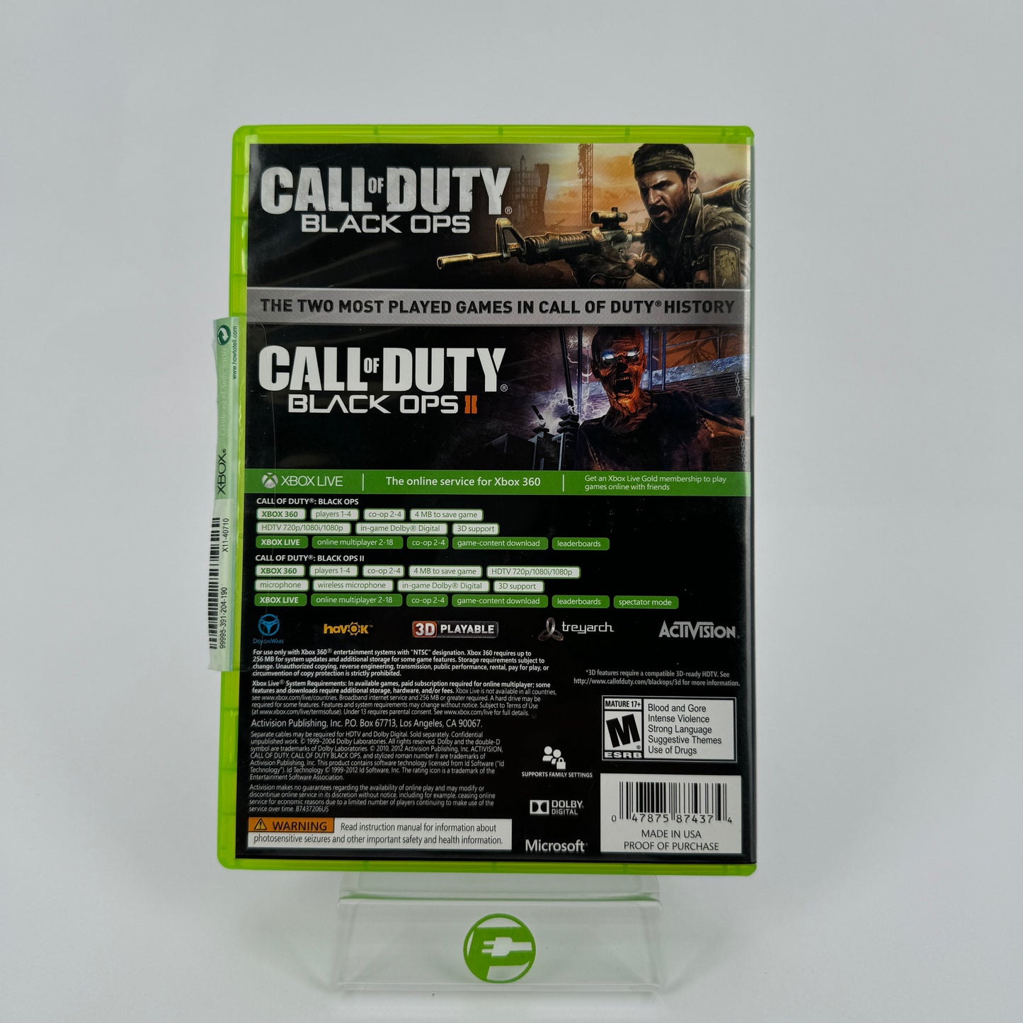 Call of Duty Black Ops I and II Combo Pack  (Microsoft Xbox 360,  2015)