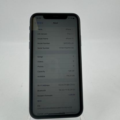 Factory Unlocked Apple iPhone 11 128GB Black MHCA3LL/A