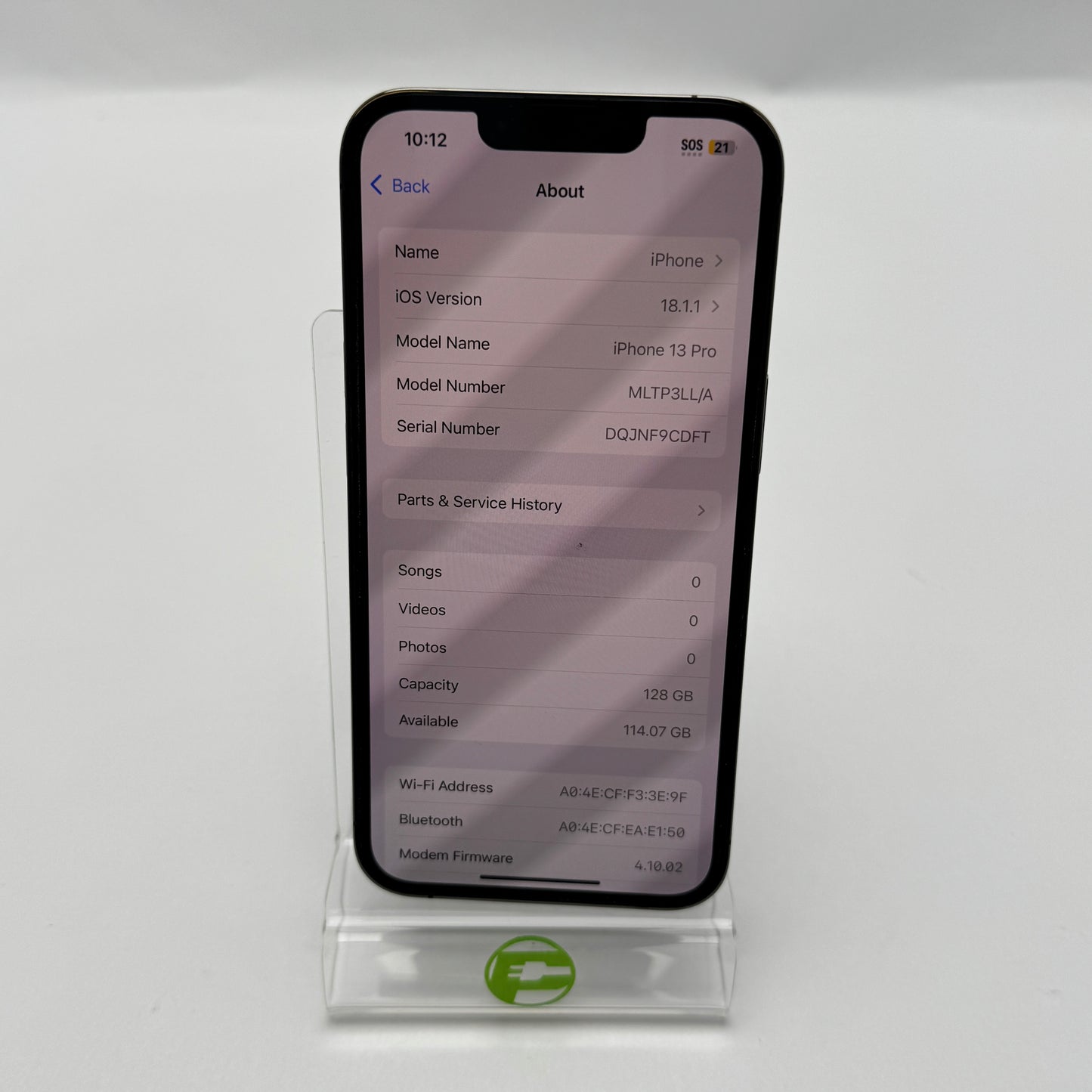 Unlocked Apple iPhone 13 Pro 128GB 18.1.1 MTPP3LL/A Service Battery