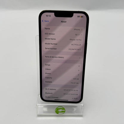 Unlocked Apple iPhone 13 Pro 128GB 18.1.1 MTPP3LL/A Service Battery