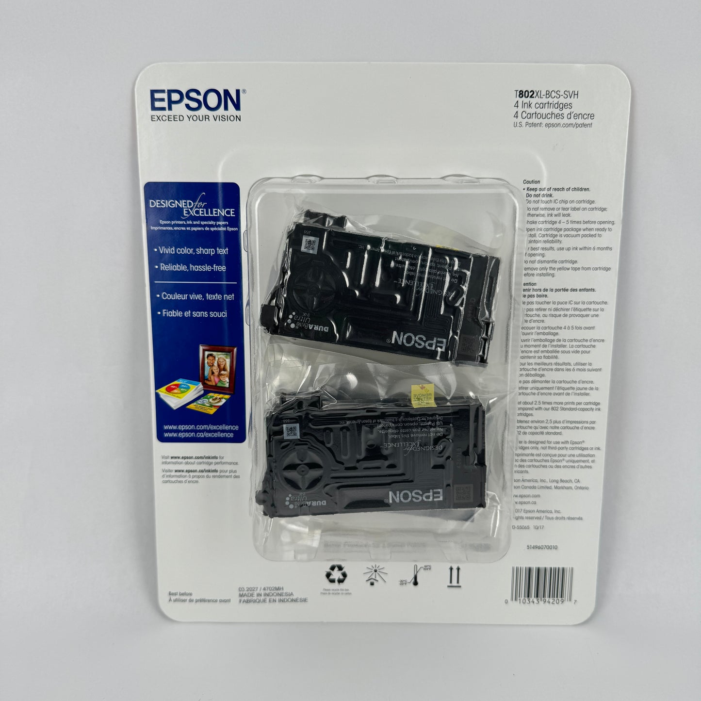 New Epson T802XL C13T35692H Black, Yellow, Cyan and Magenta Ink Cartridge