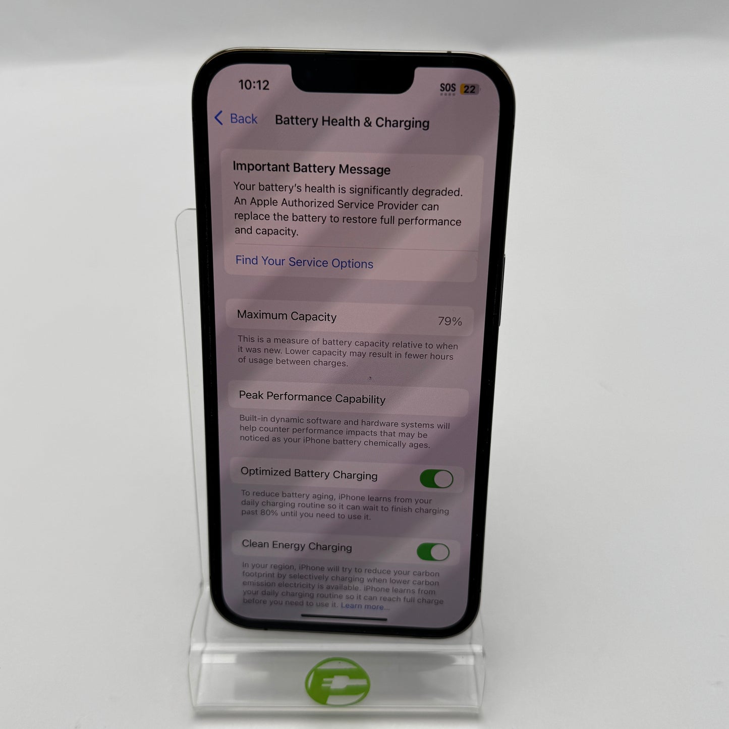 Unlocked Apple iPhone 13 Pro 128GB 18.1.1 MTPP3LL/A Service Battery